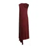 Max Mara Silk Midi Dress With Asymmetric Draped Detail In Burgundy