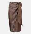 Max Mara Edro Striped Silk Wrap Skirt