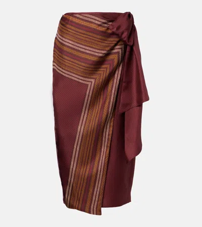 Max Mara Edro Striped Silk Wrap Skirt