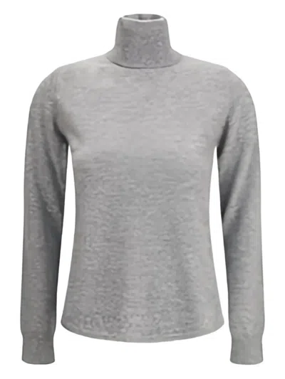 Max Mara Educata Ribbed Turtleneck Sweater In Gray