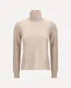 Max Mara Educata Ribbed Turtleneck Sweater In Neutral