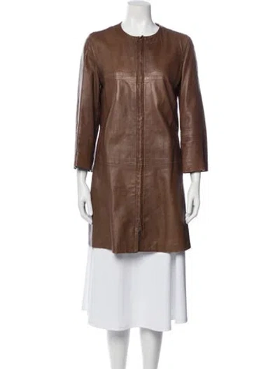 Pre-owned Max Mara Eel Skin Coat In Brown