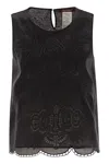 Max Mara Sleeveless Top With Intricate Floral Embroidery
