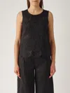 Max Mara Sleeveless Top With Intricate Floral Embroidery In Nero