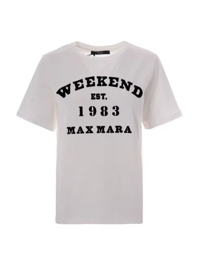 Max Mara Effortless Chic Cotton Knit T-shirt In Bianco