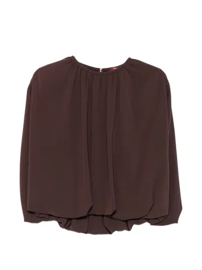 Max Mara Efieno Draped Sleeveless Blouse In Brown