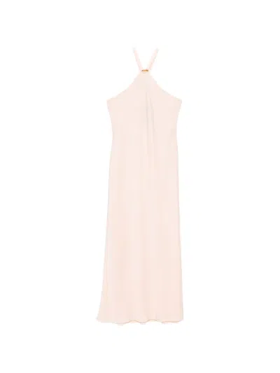 Max Mara Eghiotto Halterneck Gold-tone Hardware Maxi Dress In White