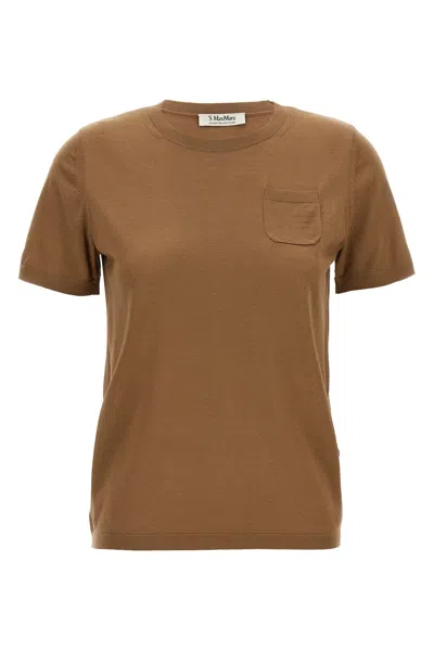 Max Mara Egidio Crew-neck Patch-pocket T-shirt In Brown