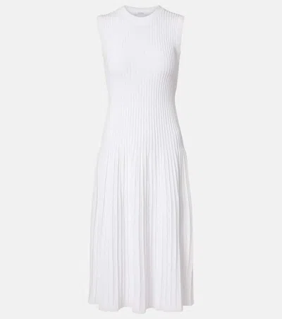 Max Mara Egizio Ribbed-knit Midi Dress In White