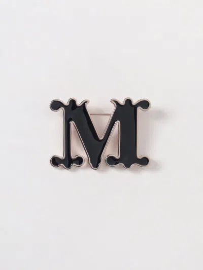 Max Mara Egrege Enameled Brass Brooch In Black