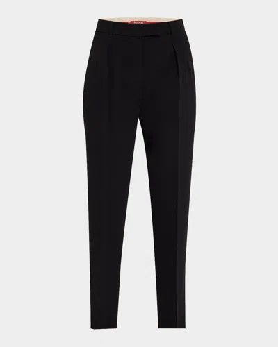 Max Mara Eguale Pleated Cropped Pants In 001 Black