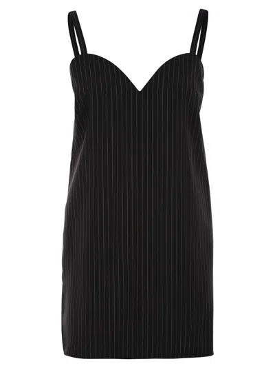 Max Mara Elam Pinstripe Wool Cloth Dress In Black