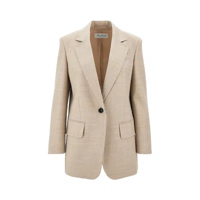 Max Mara Rosi Single Breasted Wool Jacket In Beige