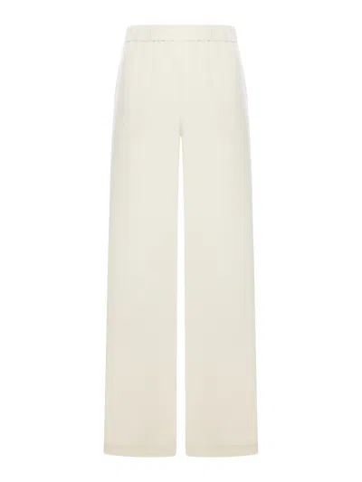 Max Mara Elastic Waist Casual Pants In White
