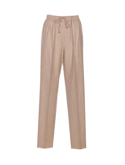 Max Mara Elastic Waist Casual Pants In Brown