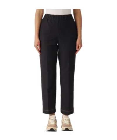 Max Mara Elastic Waist Casual Pants In Black