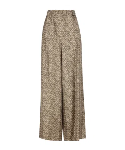 Max Mara Patterned Wide-leg Trousers In Beige