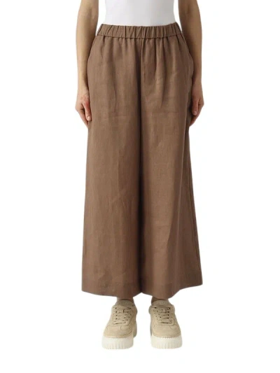 Max Mara Elastic Waist Casual Pants In Brown