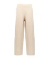 Max Mara Ragtime Ribbed-trim Wide-leg High-rise Wool-knit Trousers In Nude