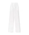 Max Mara Chenzia Wide Trousers In White Pinstriped Jacquard Cotton In White