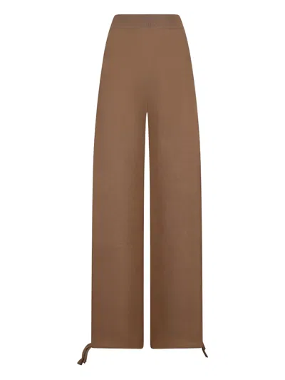 Max Mara Elastic-waist Drawstring Trousers In Brown