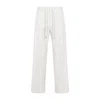 MAX MARA MAX MARA ELASTIC-WAIST ECRU LINEN PANTS WITH DRAWSTRING AND POCKETS