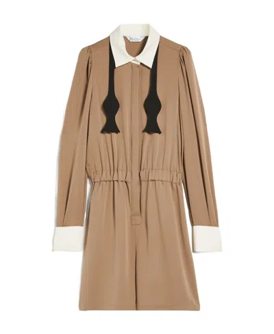 Max Mara Elastic Waist Jumpsuit In Nude