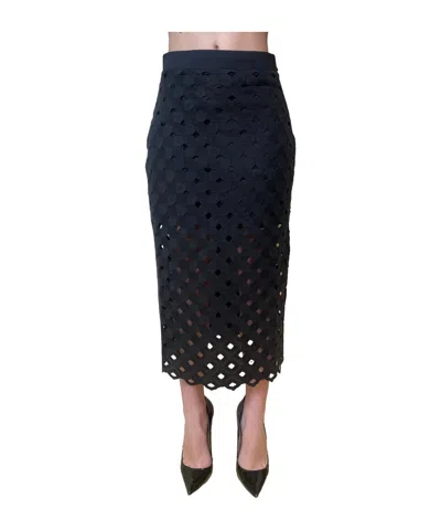 Max Mara Elastic Waist Midi Skirt In Black