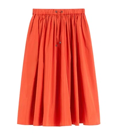 Max Mara Elastic Waist Midi Skirt In Orange