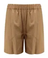 Max Mara Elastic Waist Shorts In Brown