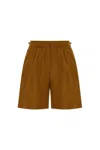 Max Mara Haway Mini Shorts With Side Drawstring In Brown