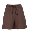Max Mara Elastic Waist Shorts In Brown