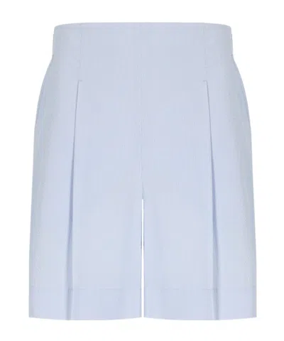 Max Mara Elastic Waist Shorts In Light Blue