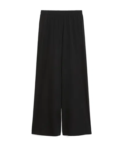 Max Mara Rio Cotton-blend Poplin Wide-leg Pants In Black