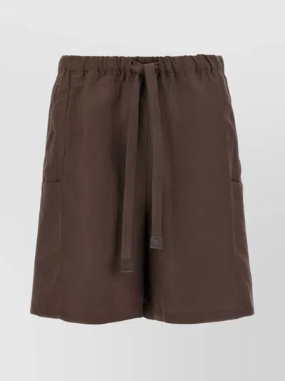 Max Mara Elastic Waistband Bermuda Shorts With Side Pockets In Brown
