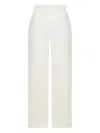 Max Mara Elastic-waistband Silk-cotton Trousers In White