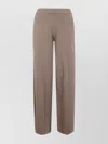 Max Mara Elastic Waistband Wide Leg Pleated Trousers In Brown