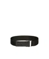 Max Mara Elasticated Webbing And Leather Wide Belt In Black