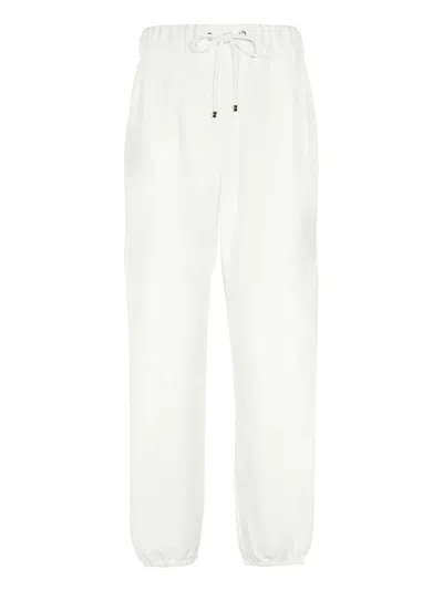 Max Mara Elasticated-cuff Drawstring Trousers In White