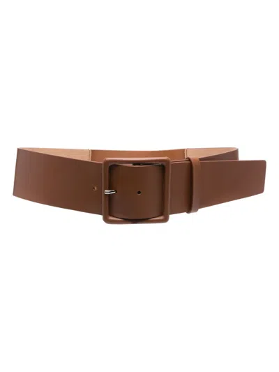 Max Mara Elasticated Leather Belt In Brown