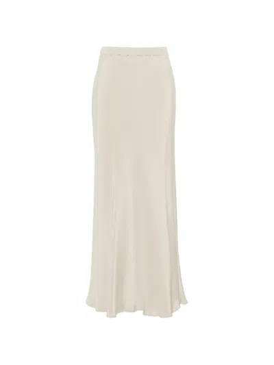 Max Mara Elasticated Silk Maxi Skirt In Neutral