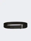 Max Mara Elasticated Webbing And Leather Belt In Black
