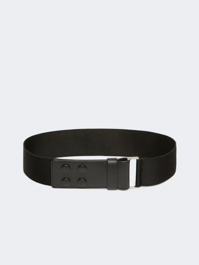Max Mara Elasticated Webbing And Leather Wide Belt In Black