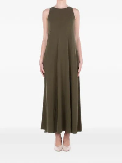 Max Mara Elasticated-underbust Jersey Maxi Dress In Green