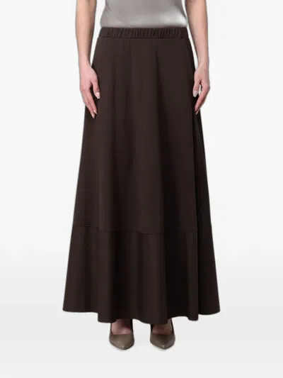 Max Mara Elasticated-waist Panelled Skirt In Brown