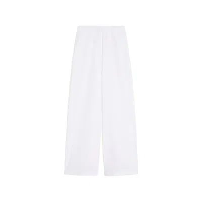 Max Mara Wide Leg Stretch Canvas Trousers In White