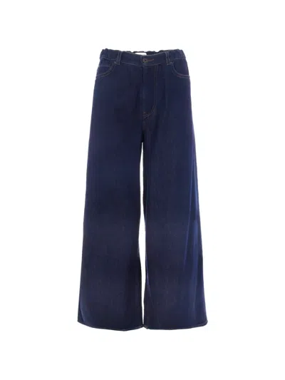 Max Mara Elasticated-waist Wide-leg Jeans In Blue