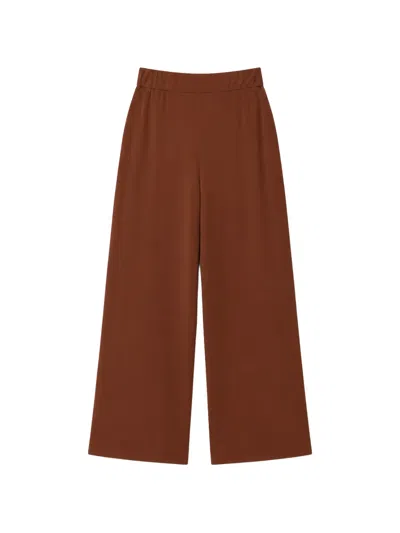 Max Mara Elasticated-waist Wide-leg Trousers In Brown