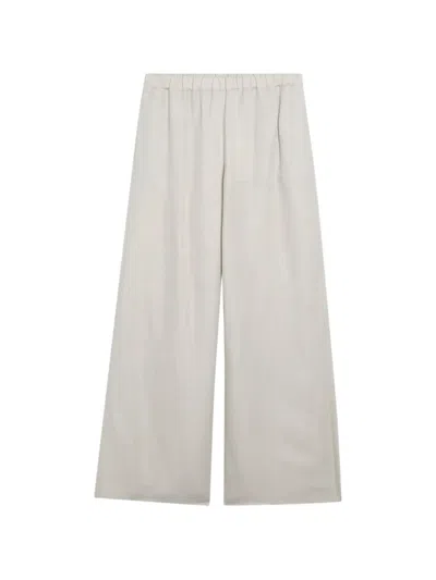 Max Mara Wide-leg Linen And Silk Twill Trousers In Beige In White