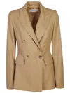 Max Mara Cotton Crepe Double Breasted Jacket In Brown